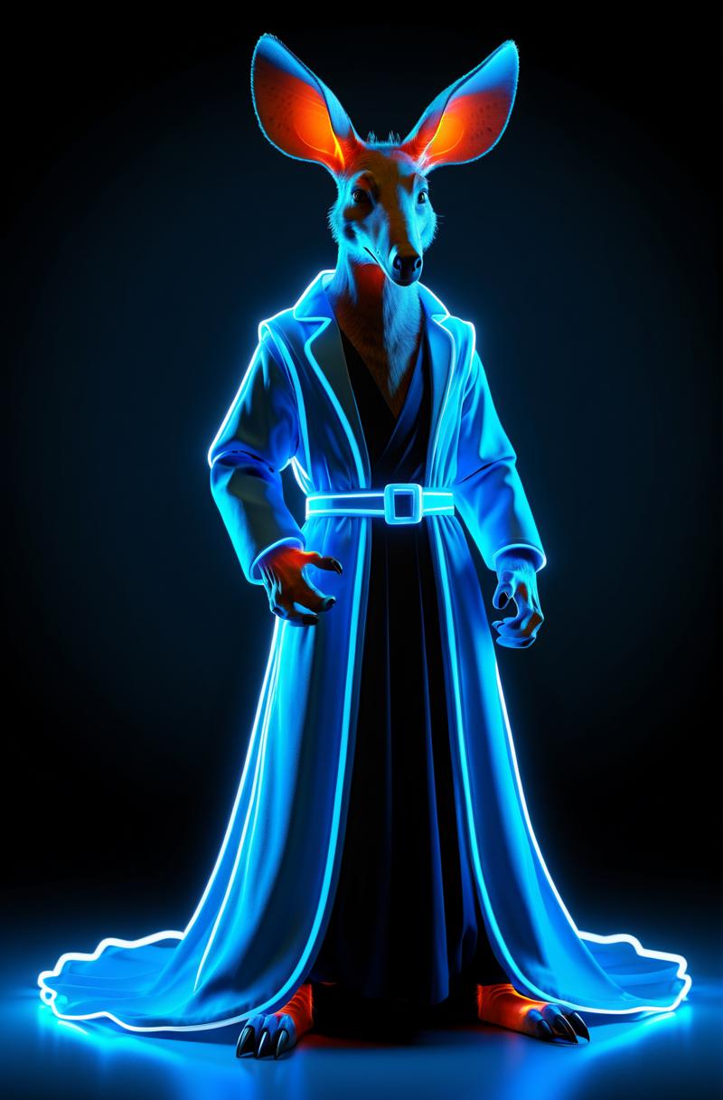 04712-4270135788-Aardvark glowing neon blue gown, Realistic style.png